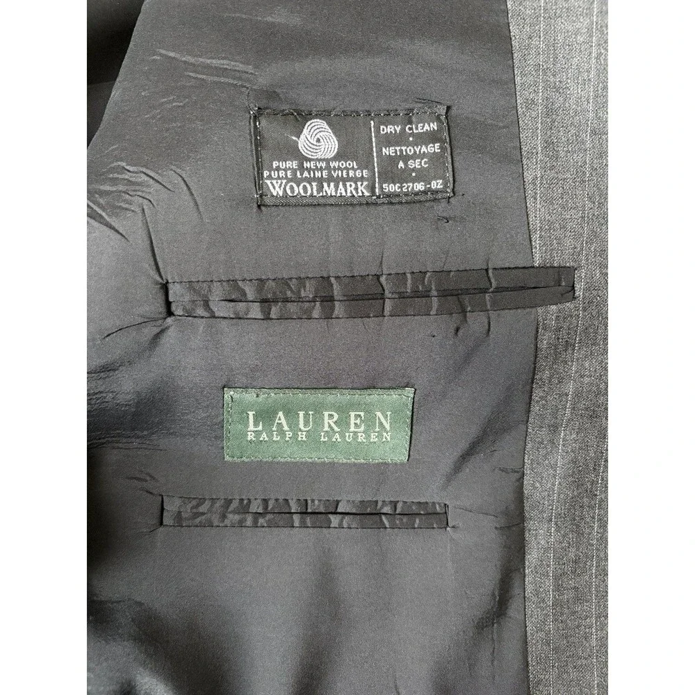 Lauren Ralph Lauren Wool Pinstripe Blazer Sport Coat Black Mens 40 S